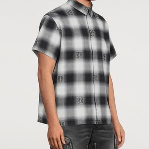 GIVENCHY 4G Motif Plaid Print Short Sleeve Shirt